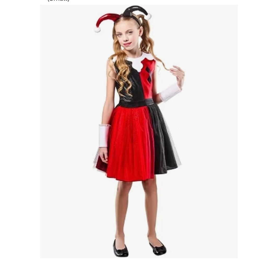 Rubies Harley Quinn Kids Costume Dress Cosplay Halloween Red Black Small Size 6